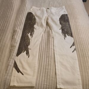 Haute Hippie White and Brown Skinny Pants Size 25 NWOT